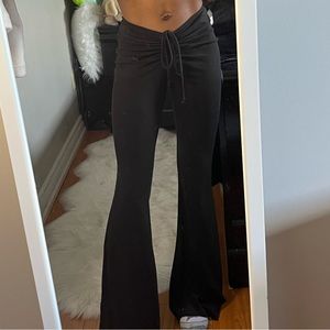 Black drawstring waist flare pants